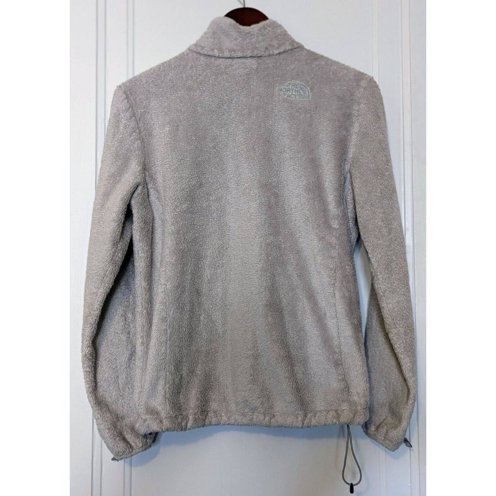 North Face Jacket Womens Small White Taupe Osito Fleece Faux Fur Full Zip Fuzzy - Picture 2 of 3